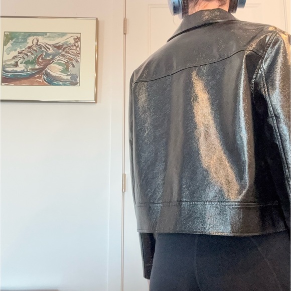 Faux cuir fake leather glossy black jacket - Picture 8 of 14